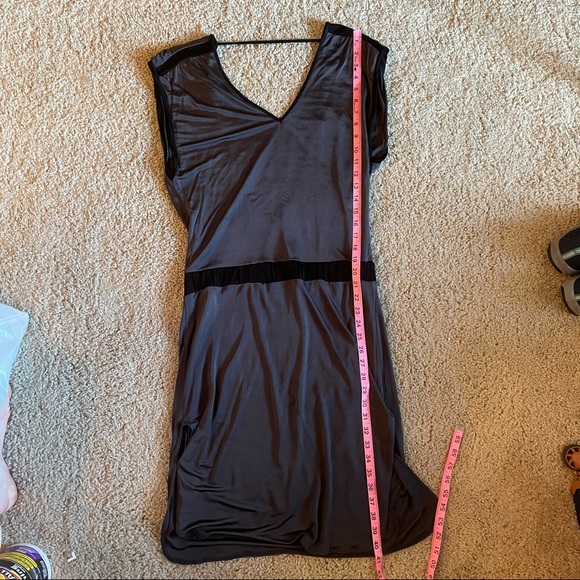 Diesel Short Sleeve Dress Size Medium Satin Grey with Black Trim Casual Cool - Picture 11 of 12